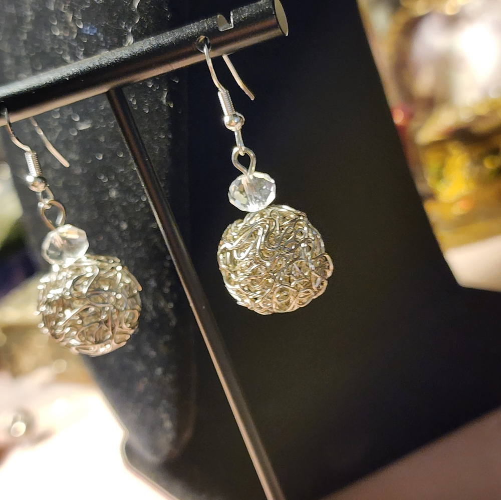 Chunky Silvertone Pierced Earrings.